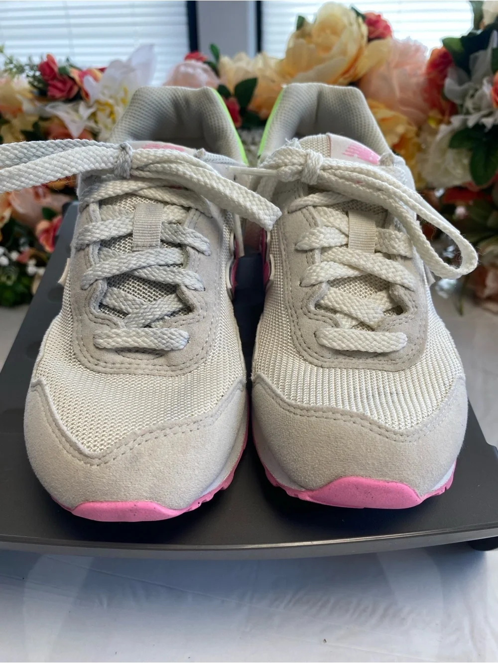 New Balance 515 Classic Kids Sneakers White Pink Lime Size 1